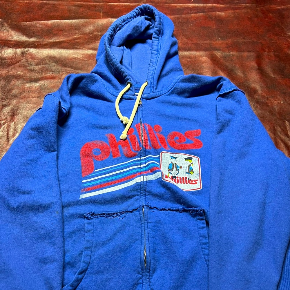 Vintage Phillies Blue Mitchell and Ness Hoodie Size 3XlL (56)